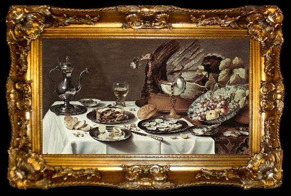 framed  CLAESZ, Pieter Still-life with Turkey-Pie cg, ta009-2